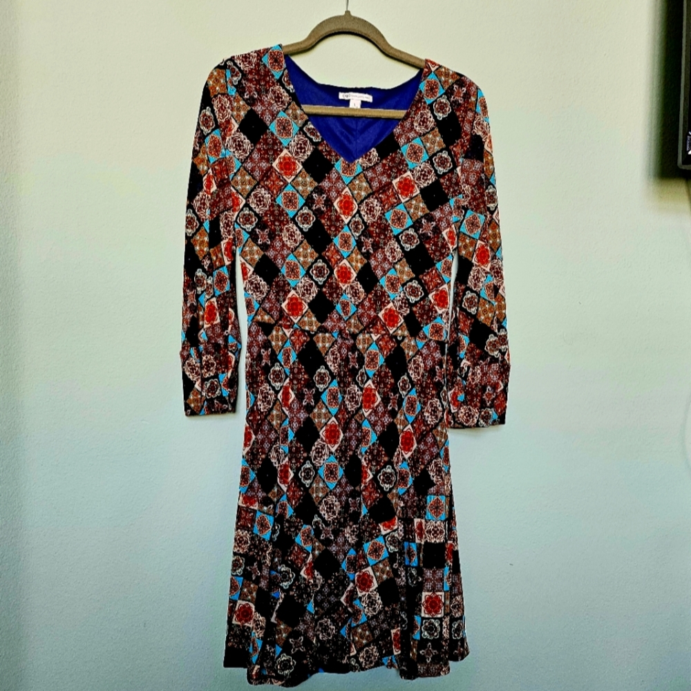 Brown and torquise western dress Cato, size Lg.